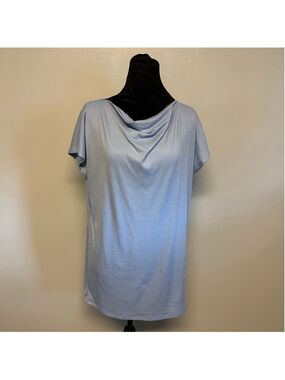 GEMSTONE Light Blue Ribbed Cowl Neck Dolman Style Tunic Top Women’s Plus size 1X